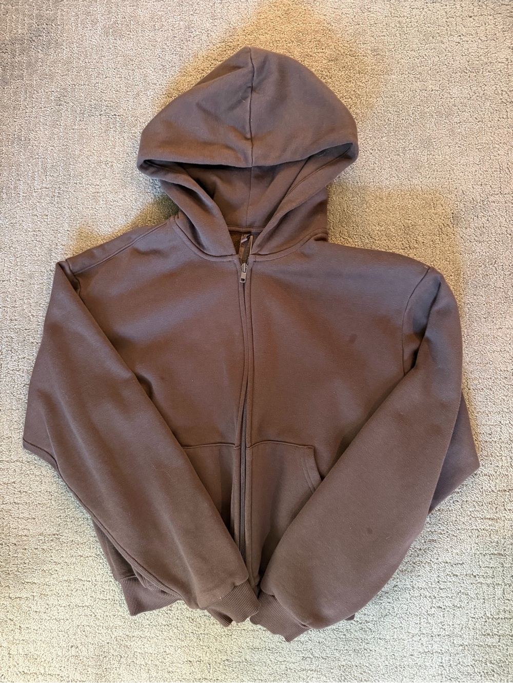 SKIMS Classic Zip Up Hoodie - Brown/Medium